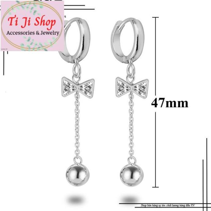 BÔNG TAI NỮ INOX MÀU TRẮNG NƠ RỚT BI CỰC - đẹp, không đen