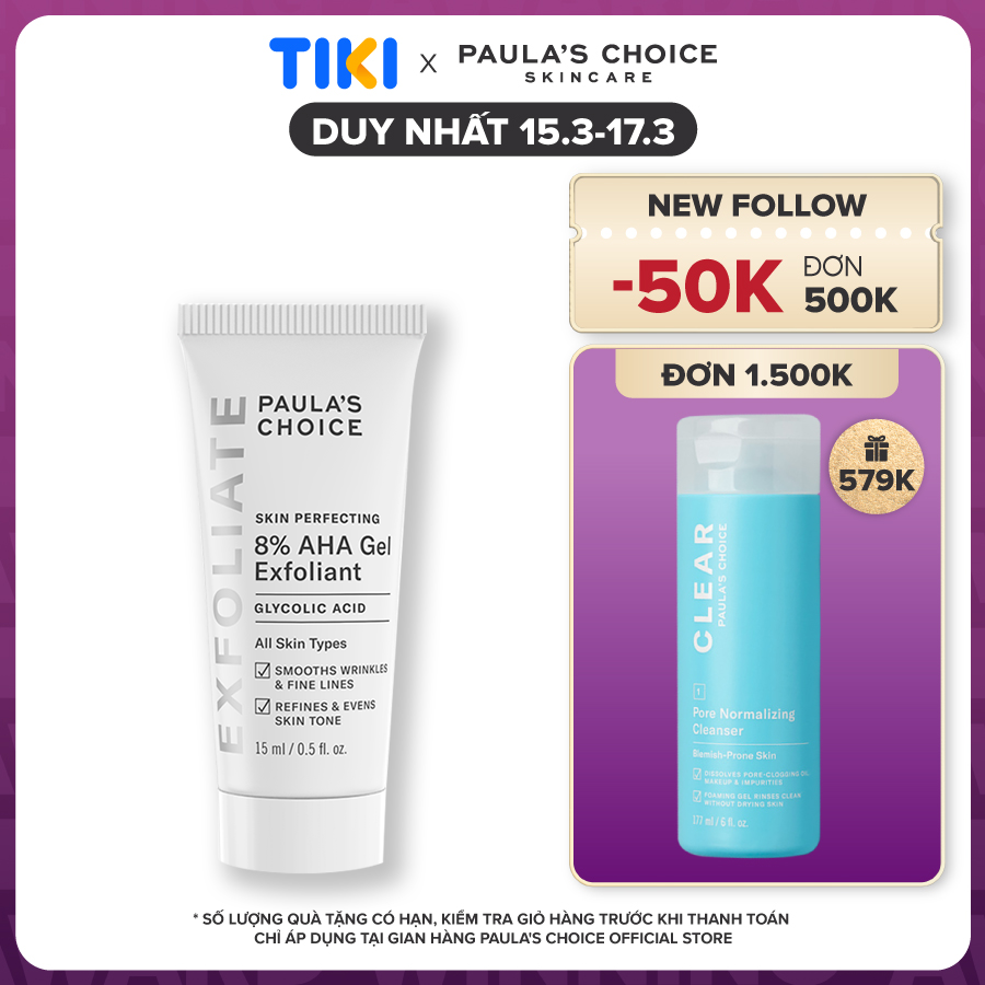 Gel tẩy tế bào chết làm mềm và sáng mịn da Paula's Choice Skin Perpecting 8% AHA Gel Exfoliant 15ml 1907