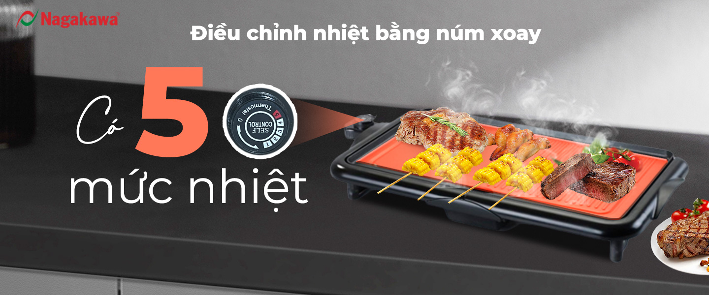 [HỘP QUÀ TẾT] Bếp nướng điện Nagakawa NAG3105 (2000W) - Bảo hành 1 năm - Hàng chính hãng