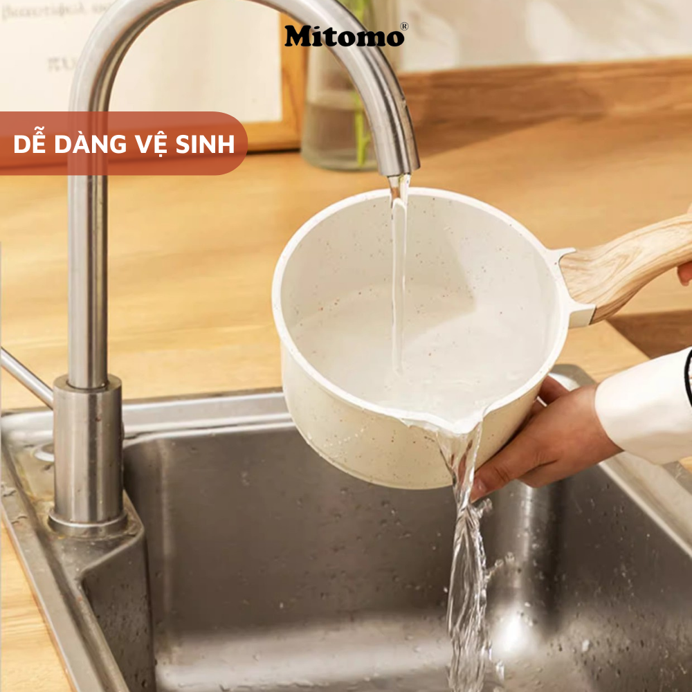 Set nồi chảo 4 món tráng đá chống dính Mitomo Granite có nắp đậy nấu ăn tiện dụng phù hợp với mọi loại bếp