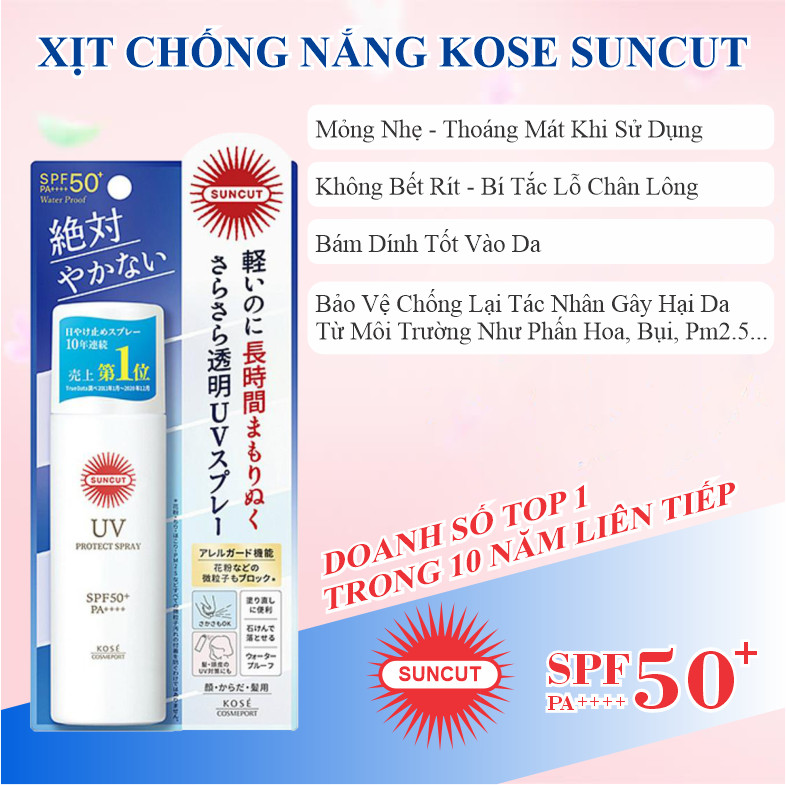 Xịt Chống Nắng Kose Suncut UV Protect Spray 60g (Combo 60g Và Set 24ml)