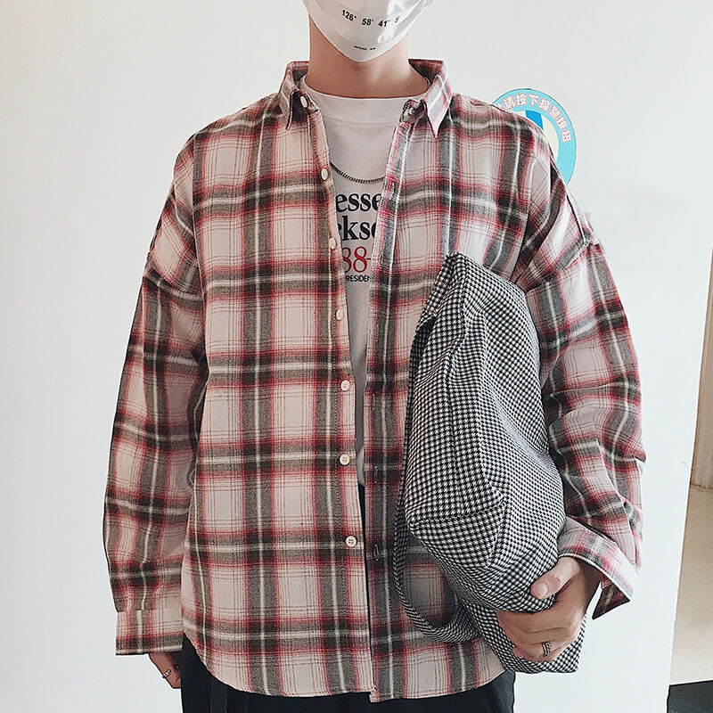Áo sơ mi/Áo kẻ caro, dài tay, thời trang, kiểu dáng rộng rãi, phong cách học sinh TA156