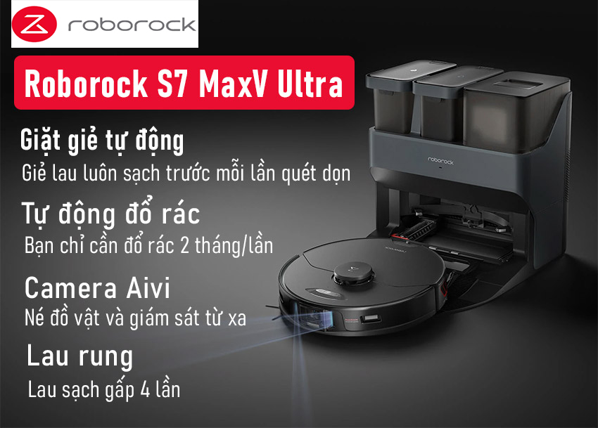 Robot Hút Bụi Lau Nhà Thông Minh Roborock S7 MaxV Ultra Bản Quốc Tế - Hàng Chính Hãng