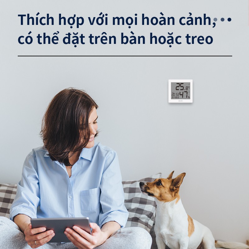 Nhiệt ẩm kế điện tử Deli - Đo nhiệt độ, độ ẩm trong nhà, phòng ngủ cho bé - Tích hợp đồng hồ xem giờ, ngày tháng - 8813