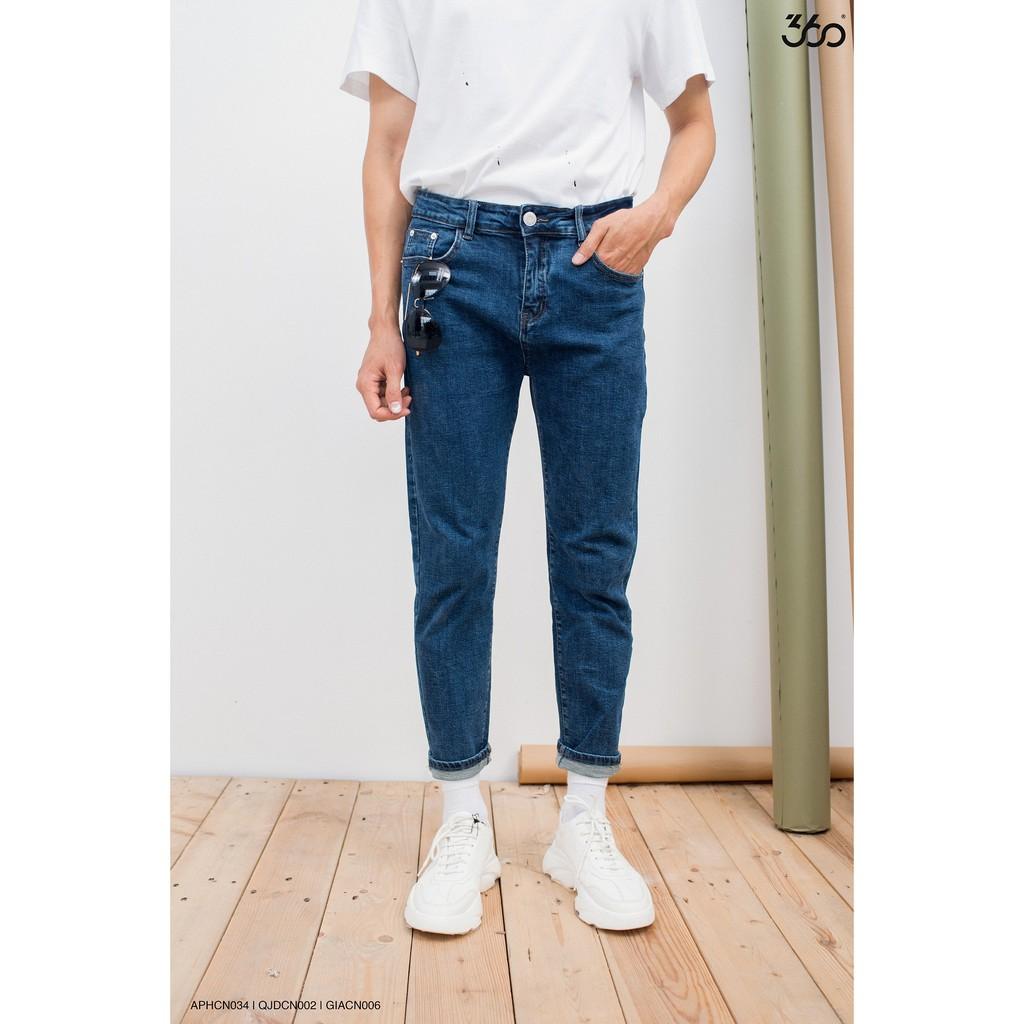 Sale Quần jean nam 360 BOUTIQUE dáng dài trẻ trung, năng động - QJDCN002