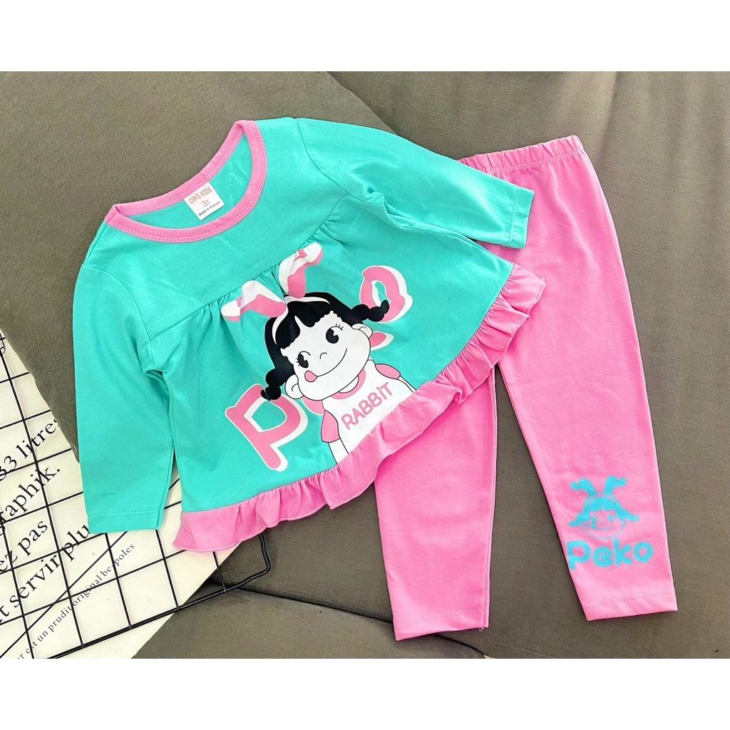 Bộ dài dáng xoè thun borip xuất xịn cho bé gái 8-22ký