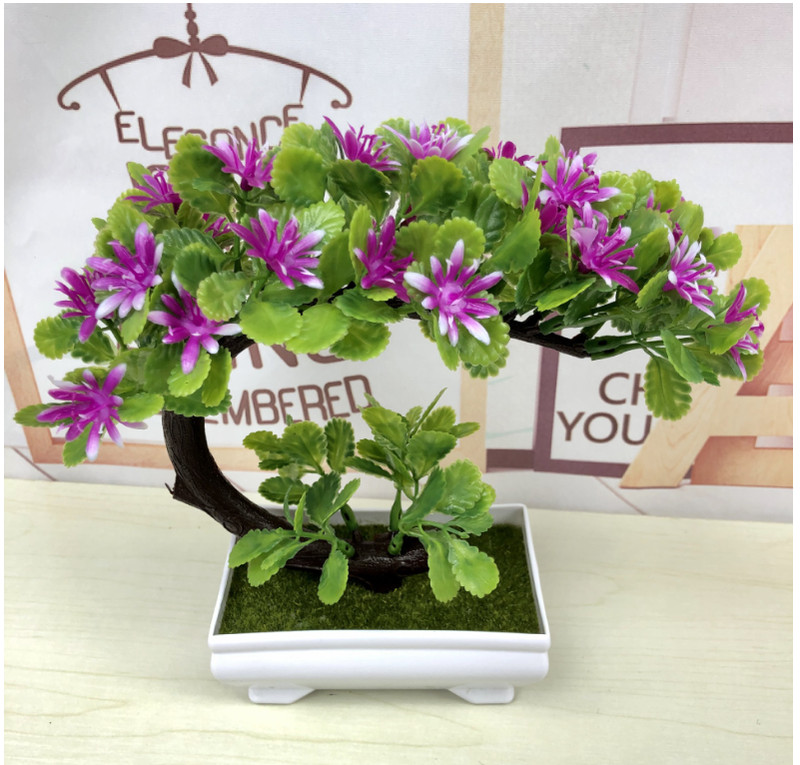 Chậu Bonsai hình nửa mặt trăng lưỡi liềm bông màu tím