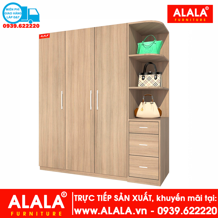 Tủ quần áo ALALA232 gỗ HMR chống nước - www.ALALA.vn - 0939.622220