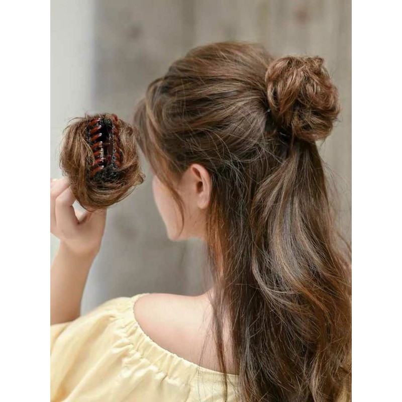 Tóc giả nữ búi gấp mini, tóc búi kẹp, tóc búi mini