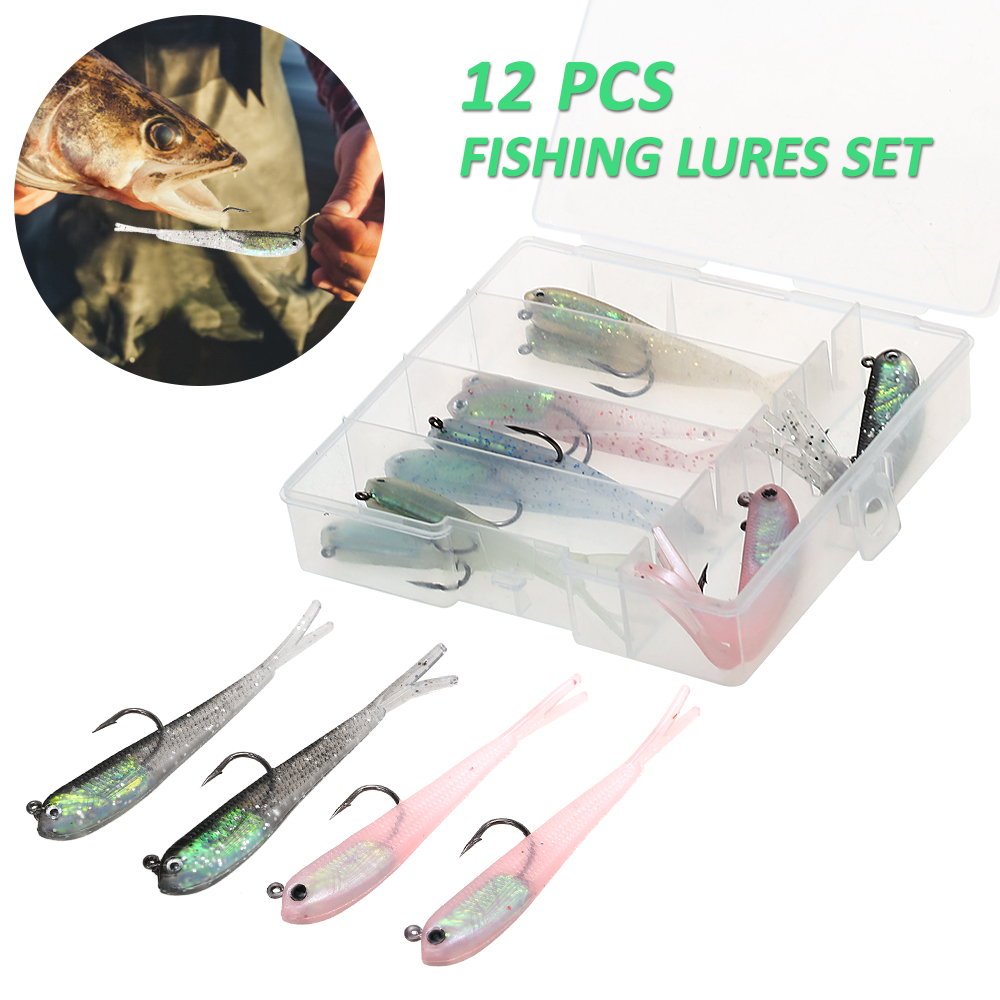 Bộ Mồi Câu Cá 12 Cái 7cm 5g, thiết kế mắt 3D và hành động bơi lội thực tế ,bằng chất liệu cao cấp, bền khi sử dụng.