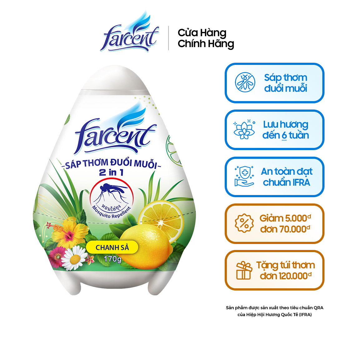 Sáp thơm phòng đuổi muỗi, khử mùi hôi hình trứng Farcent 170g chính hãng (5 hương thơm lựa chọn)