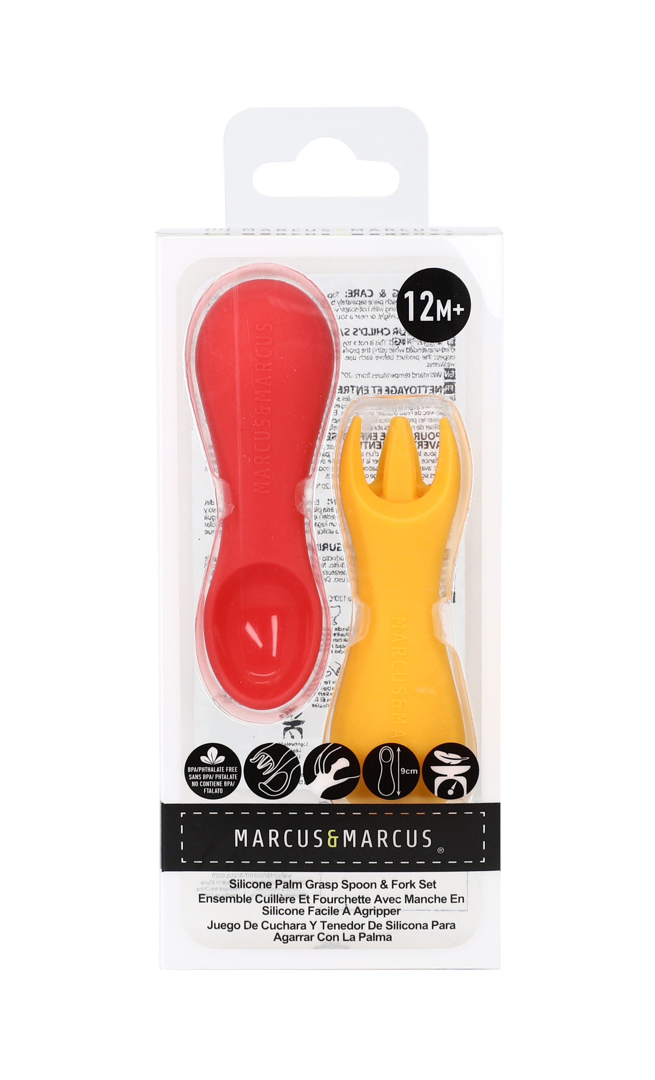 Bộ thìa nĩa tập ăn silicon cho bé Palm Grasp Marcus & Marcus, từ 12 tháng - Marcus