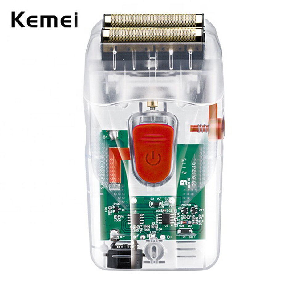 Máy cạo râu chuyên nghiệp Kemei KM-NG987 vỏ trong suốt thấy mạch, sạc nhanh USB công suất mạnh 5W