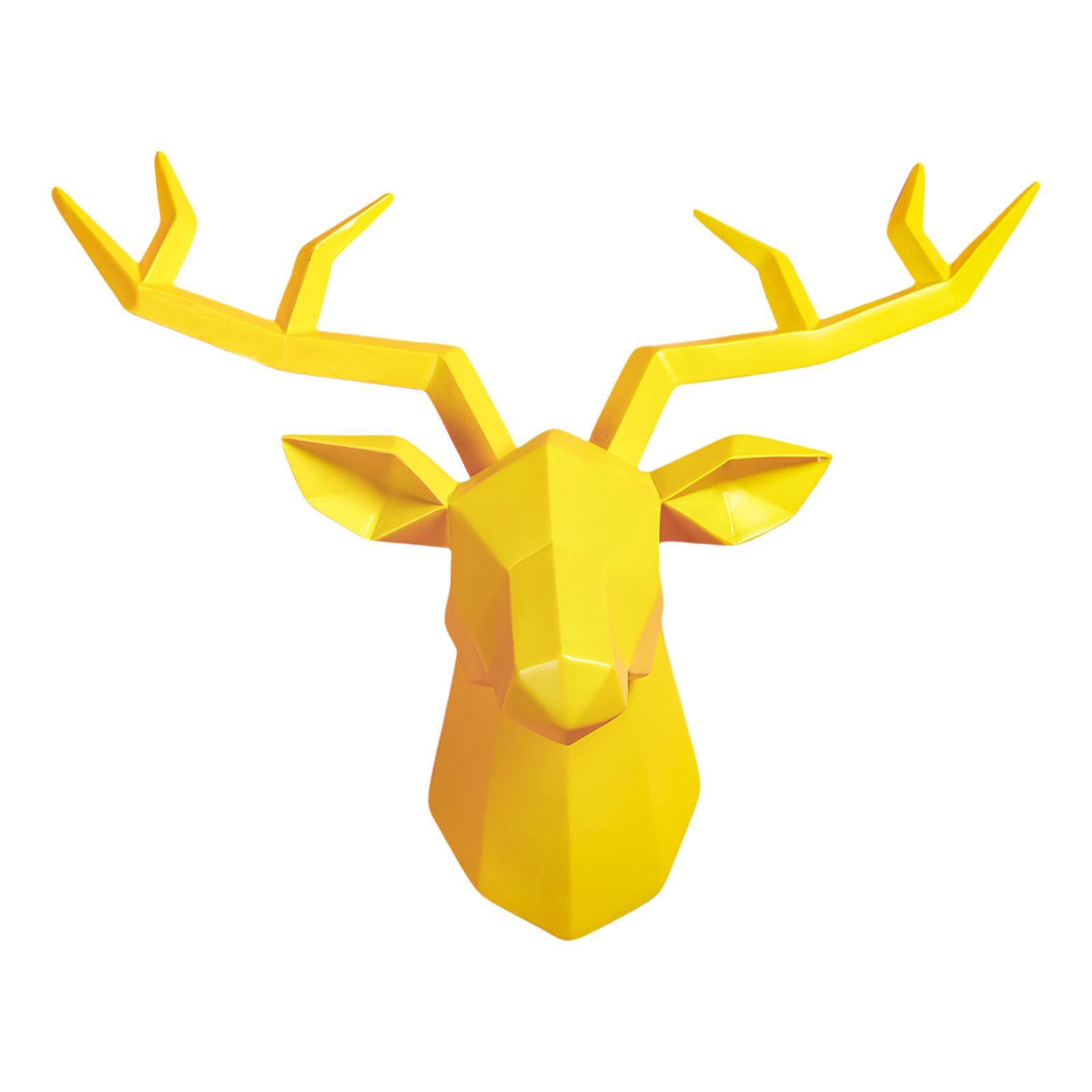 2x Resin Deer Head Sculpture Wall Mount Animal Statues Figurines Decor