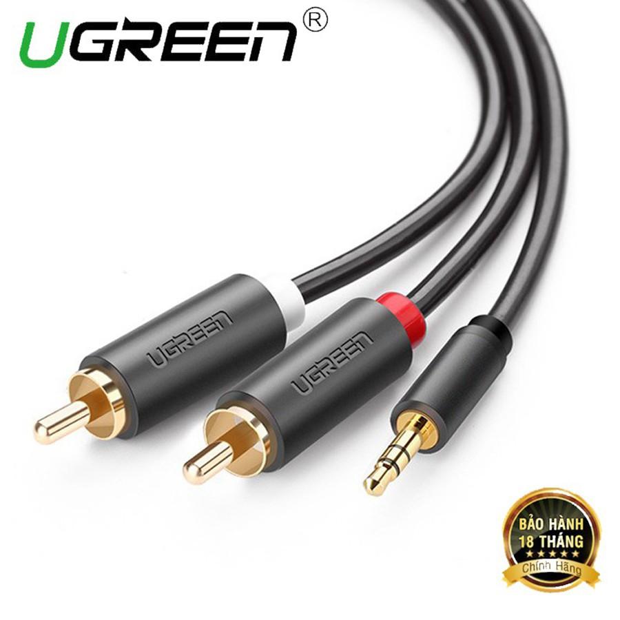 Dây loa 3.5mm ra 2 RCA hoa sen Ugreen 10513 dài 5m chính hãng - Hàng Chính Hãng