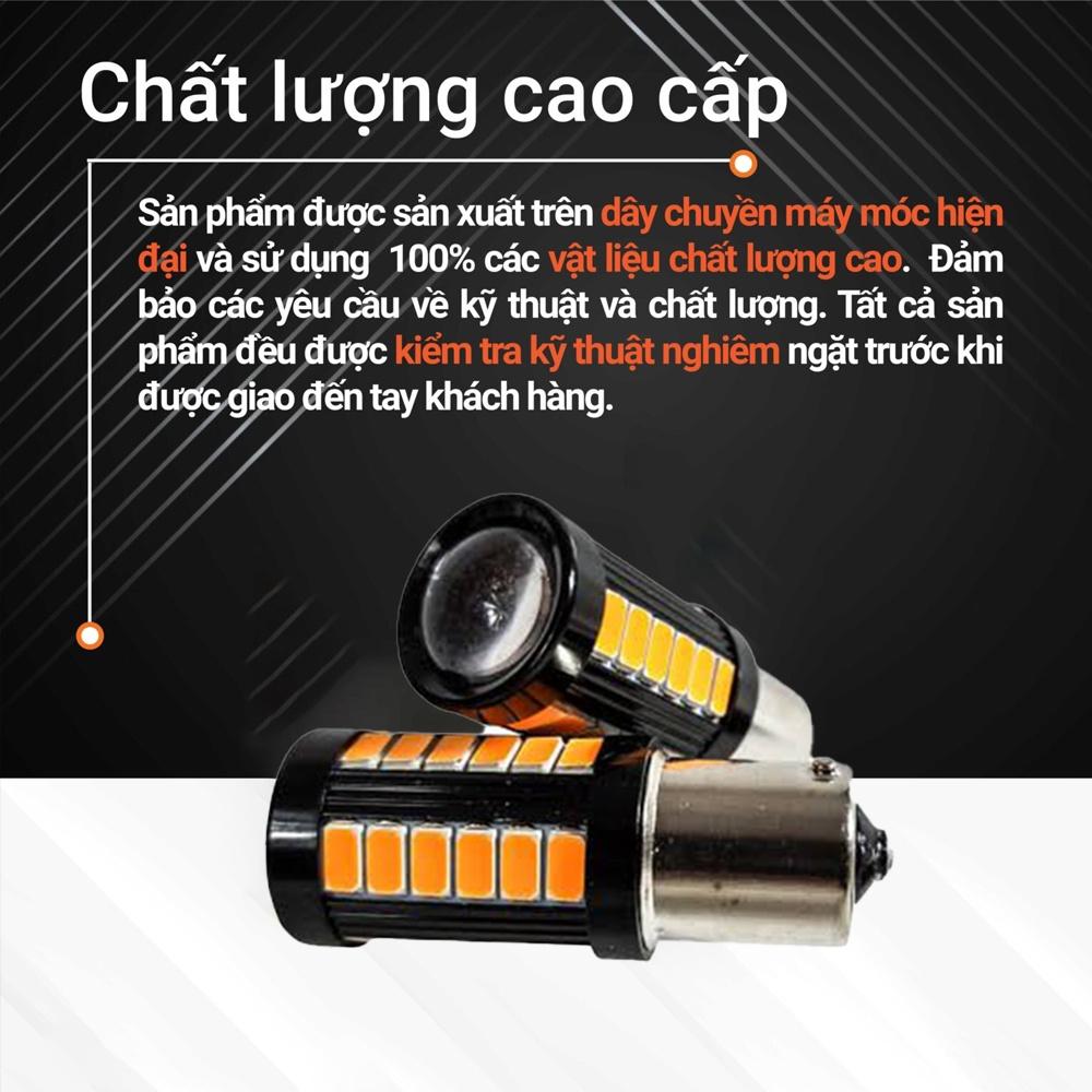 Bóng đèn led hậu 1157 Chipset 33 Bóng led có thấu kính hội tụ thế hệ mới cao cấp siêu sáng - 1 Bóng / Vàng