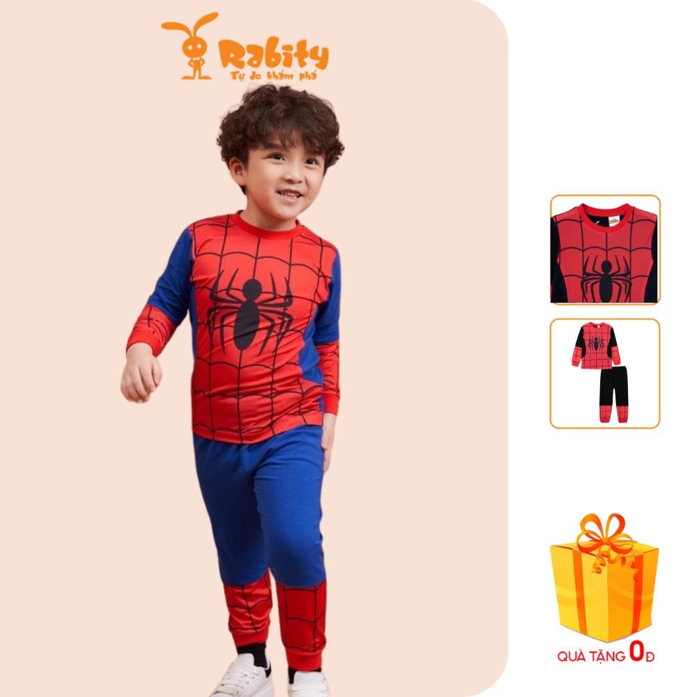 Bộ quần áo thun Spiderman dài tay bé trai Rabity 5587
