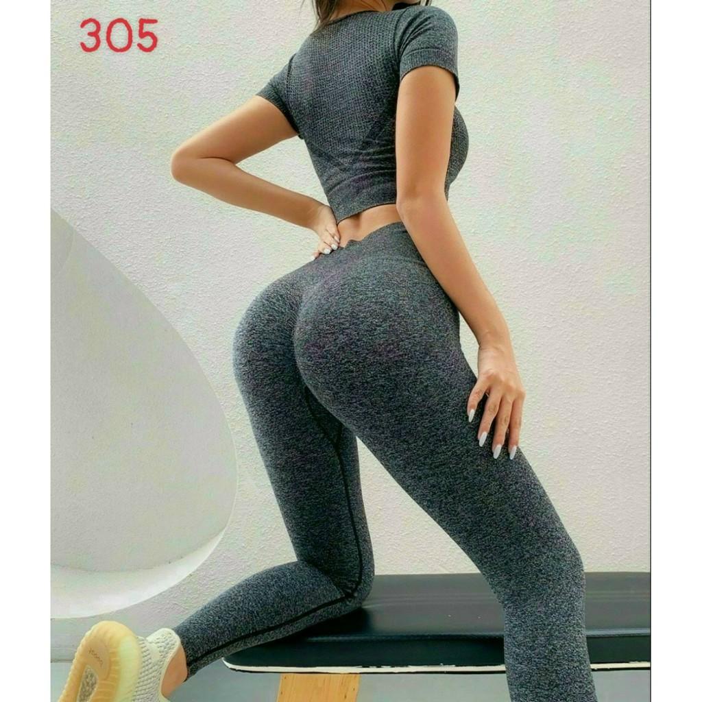 Set Áo Croptop Quần Dài Cạp Cao Bo Bụng Nữ Tập Gym,Yoga, Aerobic,Chạy Bộ,Fitness,Zumba