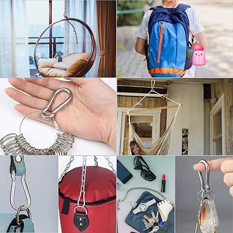 Móc khóa chữ D Mini bằng hợp kim dùng mốc bạc kéo che nắng mưa, lều cắm trại - miếng lót chuột
