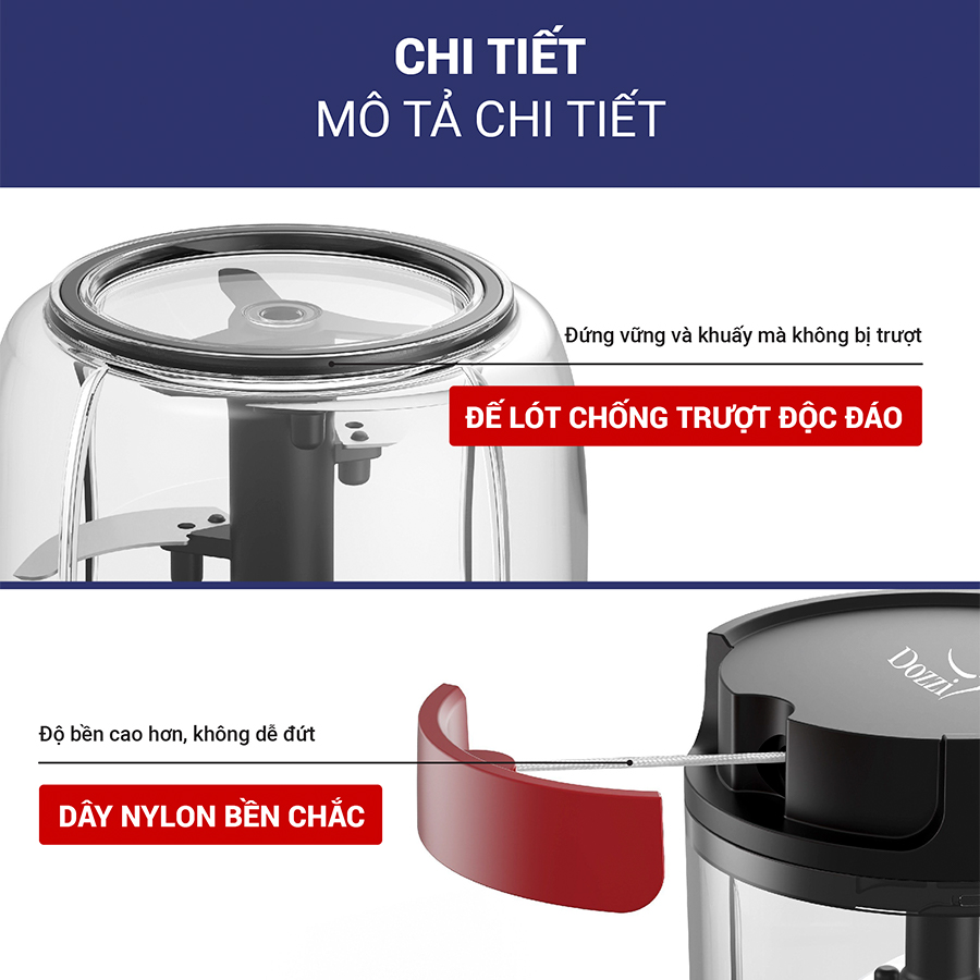 Dụng cụ xay tỏi ớt 520ml DZA328R Dozzi (Hàng chính hãng)