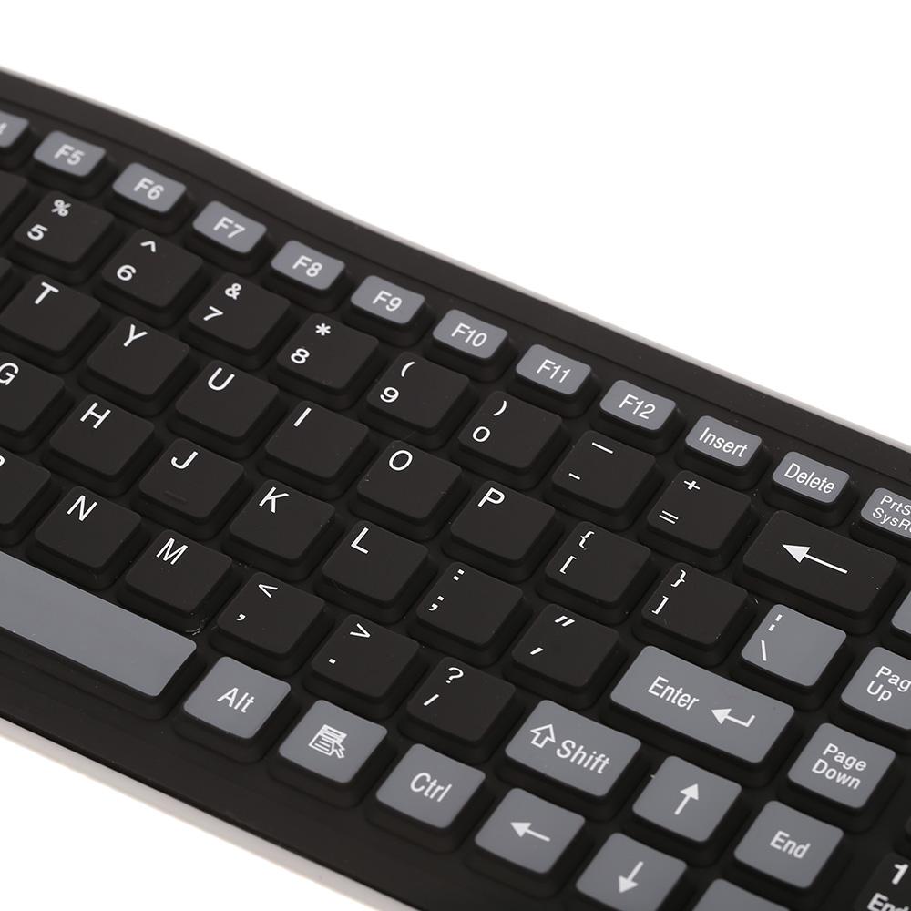 2.4G Wireless Keyboard 107 Keys Portable Folding Soft Silicone Dustproof Keyboard