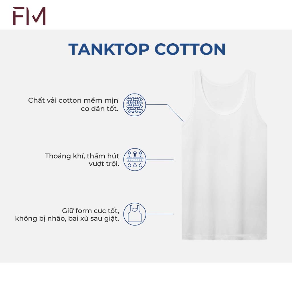Áo thun ba lỗ nam, chất thun cotton mềm  mại, thoải mái, có size 4XL cho người 100kg- FORMEN SHOP- FMTT004