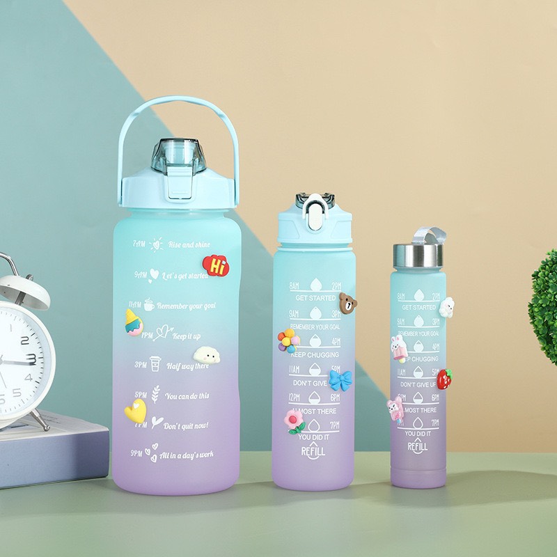 BỘ 3 BÌNH NƯỚC CHIA VẠCH NHẮC GIỜ