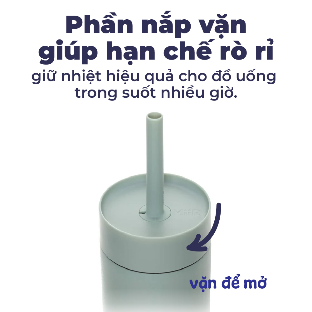 MiiR - Bình giữ nhiệt Sipper Straw - Màu Xanh Sương Mai/ Hồng Gỗ - 473ml
