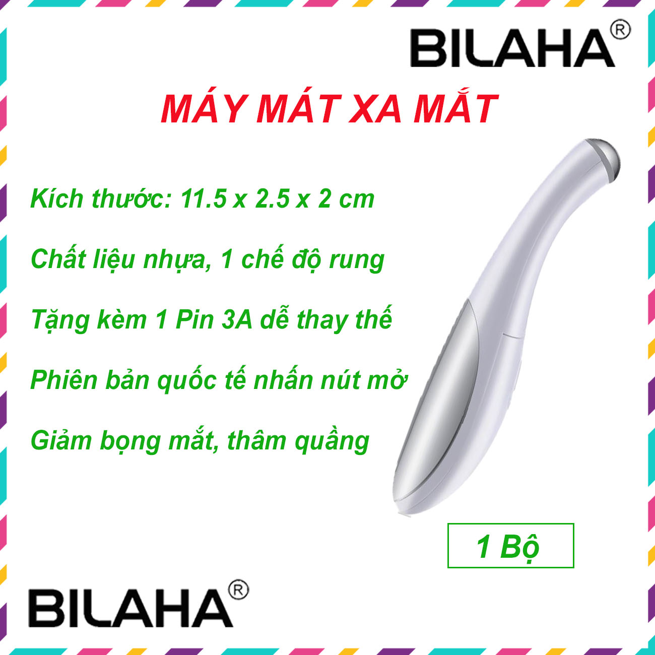 Máy massage đánh tan quần thâm mắt bọng mắt mụn quanh mắt - màu trắng B74