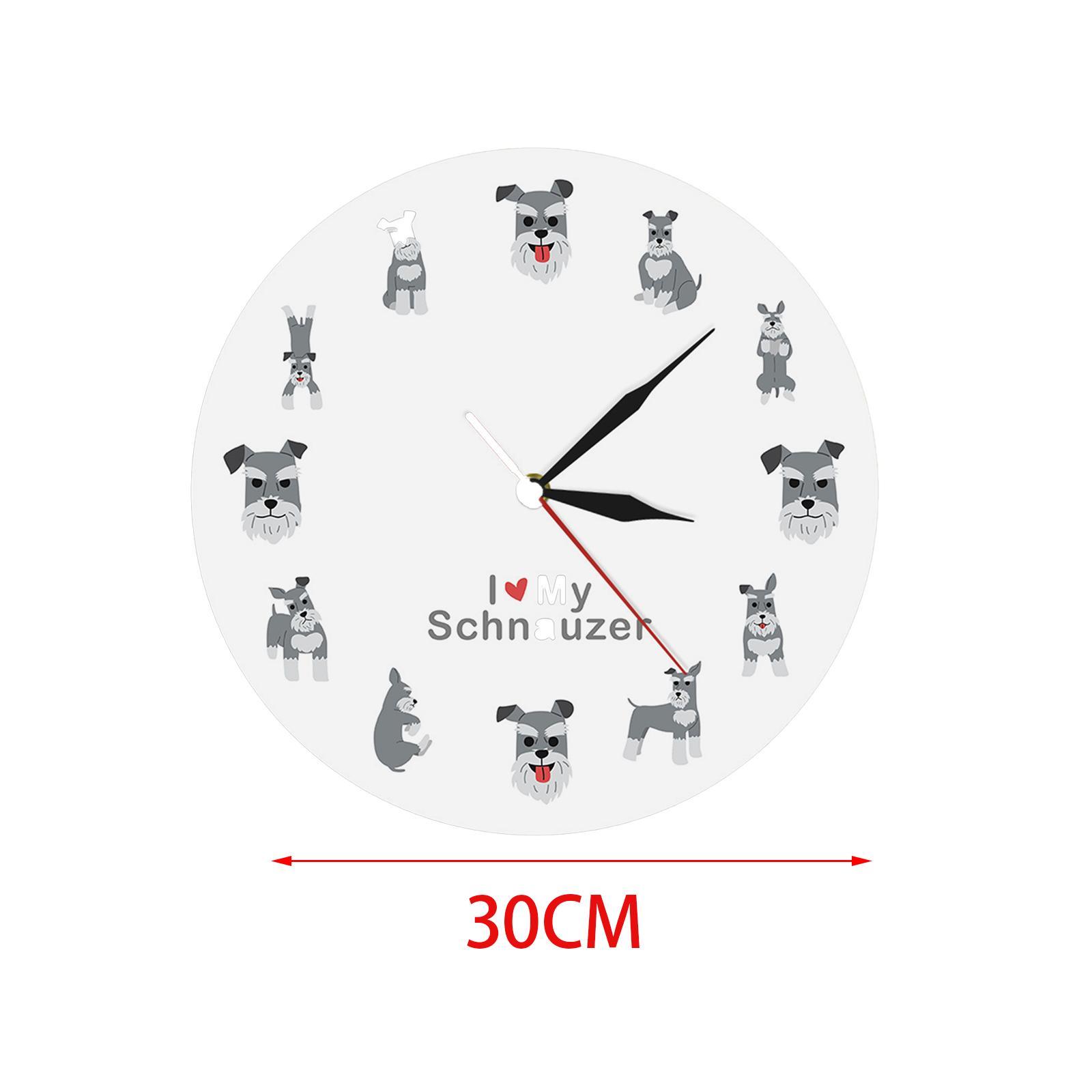 Wall Clock 12 inch I Love Schnauzer Analog Clock Cartoon Wall Hanging Clock Decorative Clock for Home Office Decor