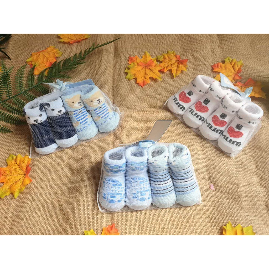 Set 3 đôi vớ sơ sinh xinh xắn cho bé gái 0-6 tháng và 6-12 tháng