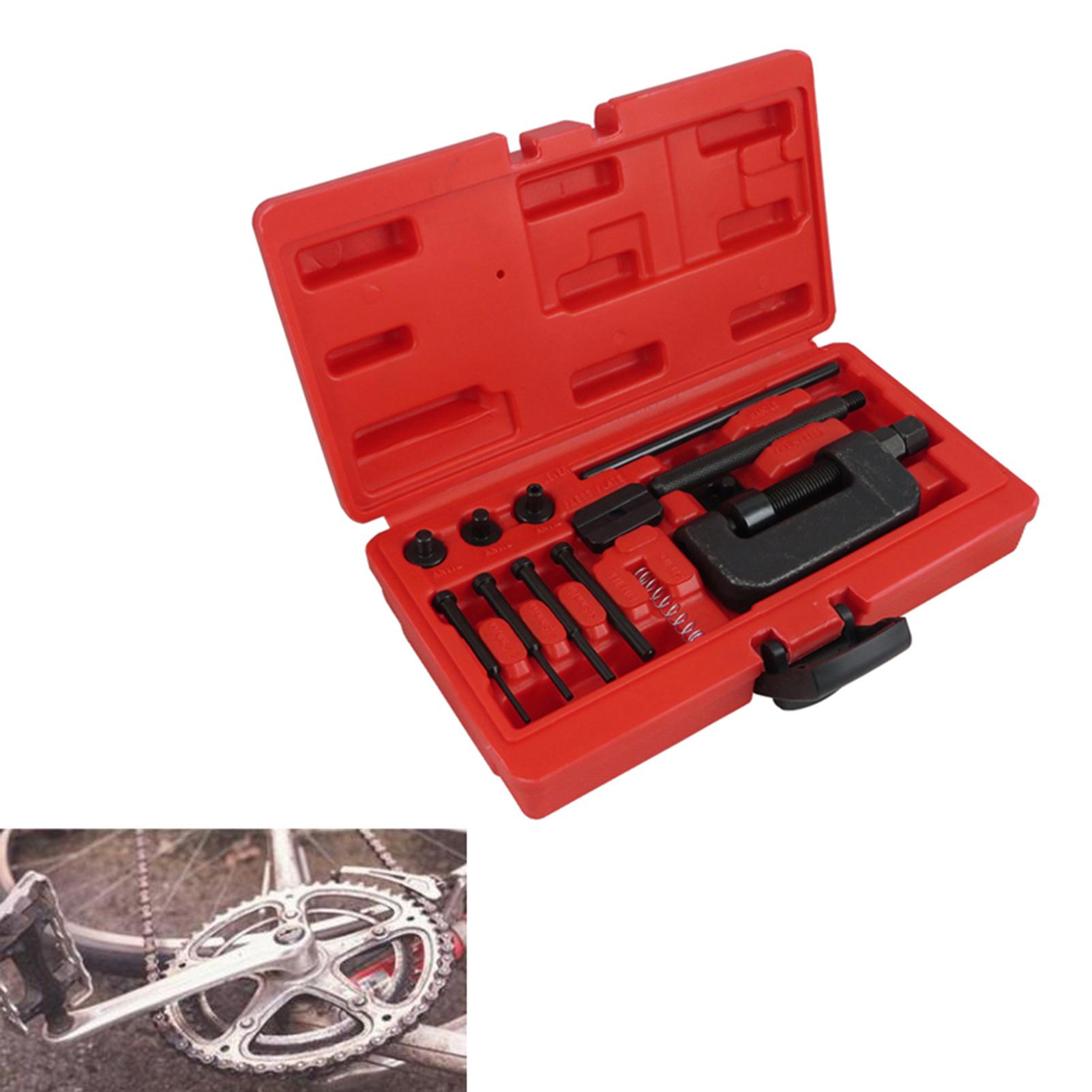 Chain Breaker Set with Carrying Case Chain Cutter and Riveter for Motorcycle Bike ATV