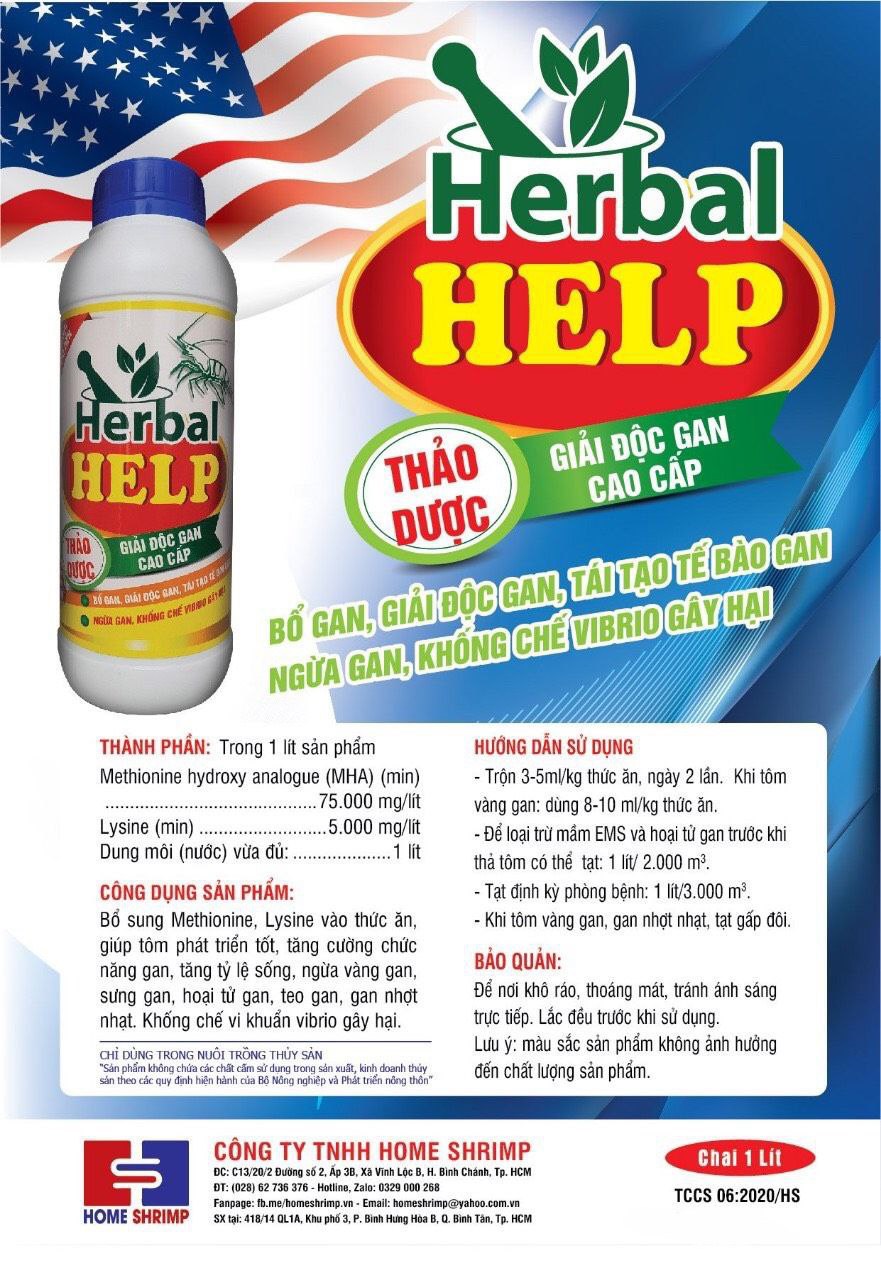Giải độc gan cho tôm, thảo dược, chai 1l.