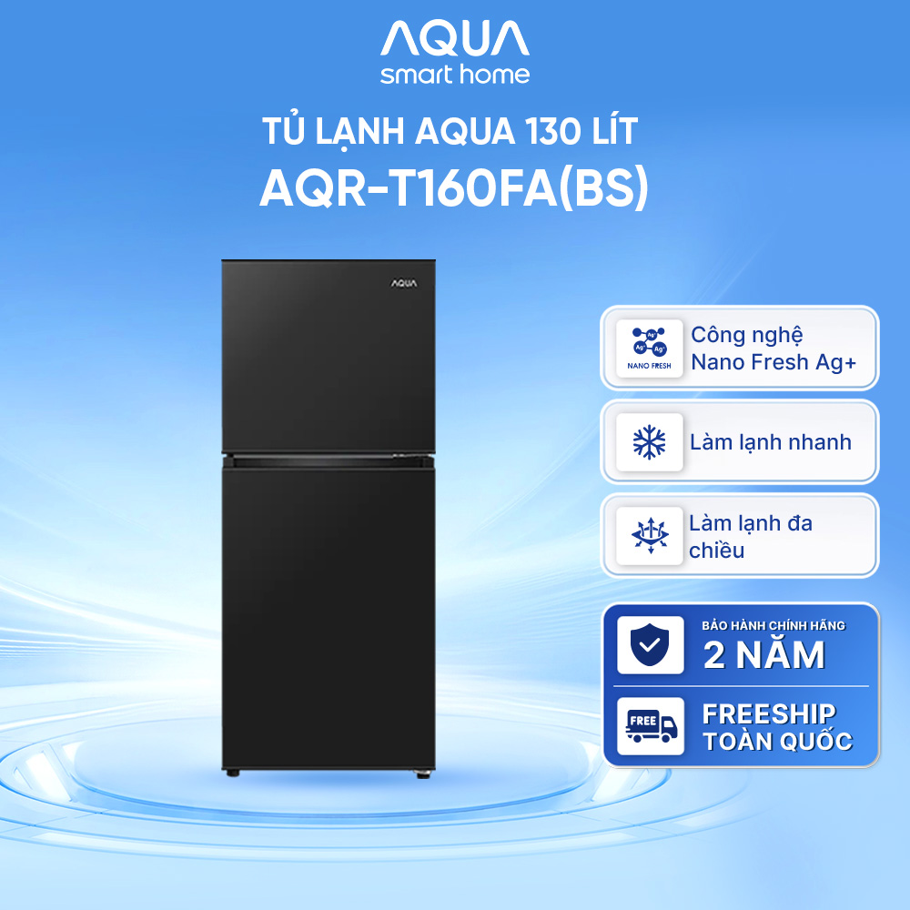[DAILY] Tủ lạnh AQUA 130L ngăn đá trên AQR-T160FA(BS) - Freeship toàn quốc - Hàng chính hãng