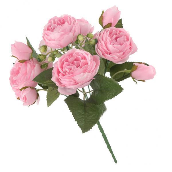 2X Artificial Silk Peony Bridal Bouquets for Wedding Home Decoration Pink