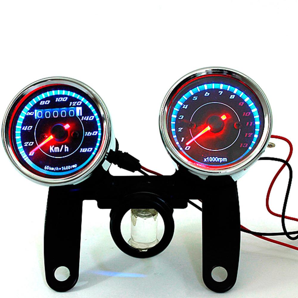 Đa Năng Xe Máy 12V Kép Đồng Hồ Đo Tốc Độ Máy Đo Tốc Độ Kết Hợp Đồng Hồ Đo Đèn Nền LED Bộ Sửa Đổi