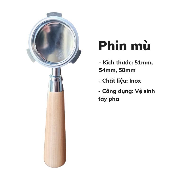 Phin mù vệ sinh máy pha cà phê espresso filter mù rửa tay pha cafe máy inox có 3 size 51,54,58mm dụng cụ vệ sinh máy pha