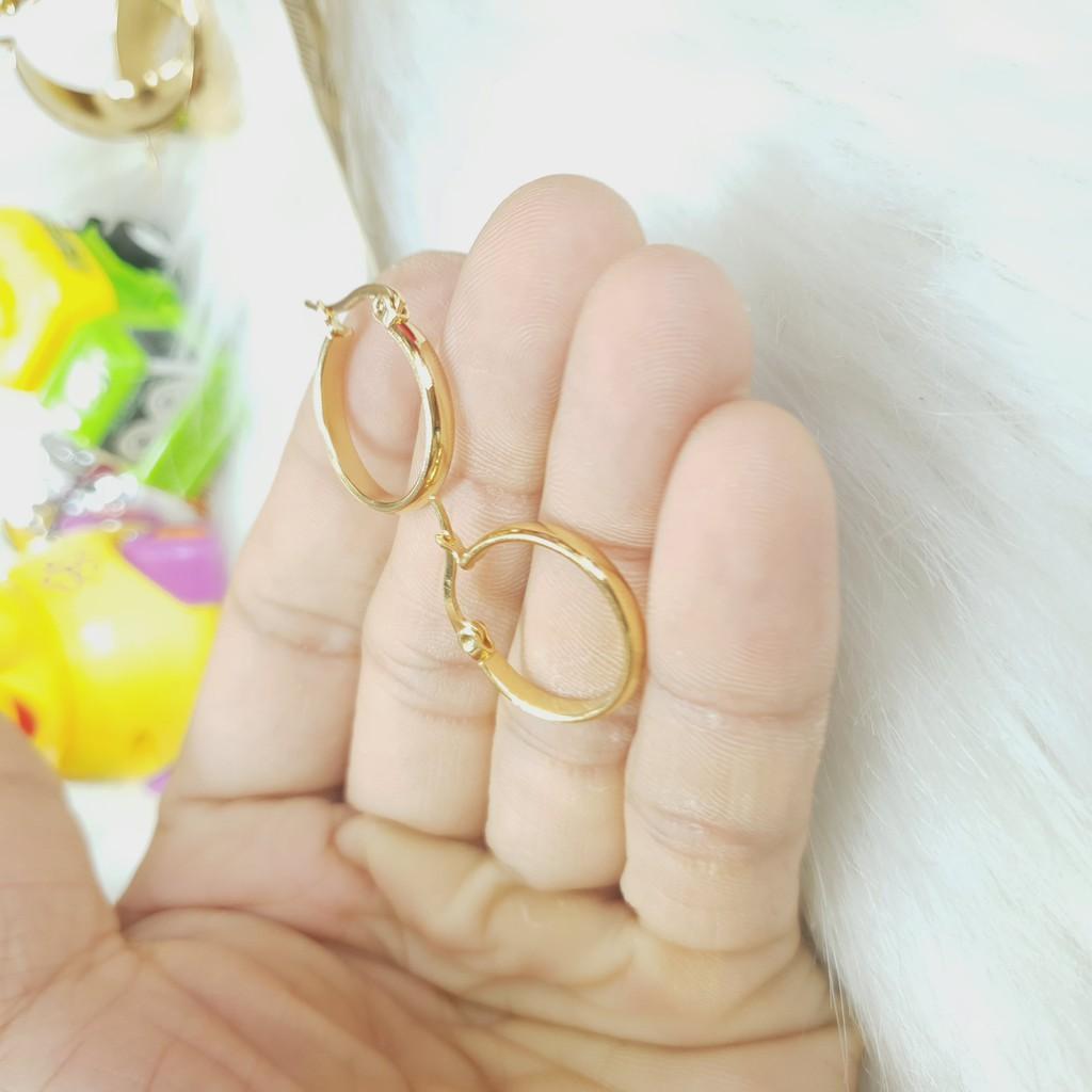Khuyên Tai Tròn Bản Nhỏ Đơn Giản Titanium Cao Cấp- Dùng bền màu tắm rửa