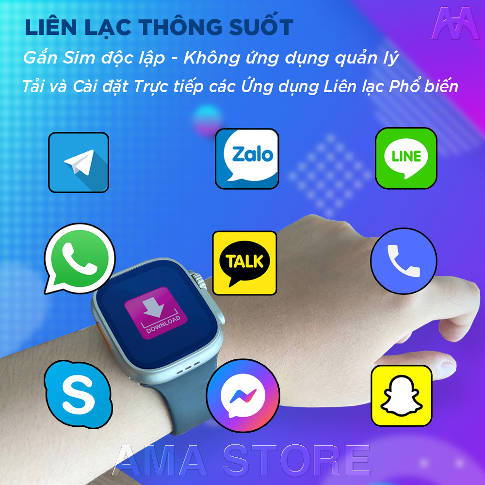 Đồng hồ Thông minh Android gắn Sim có CHplay Zalo Youtube MesTikTok AMA TK Watch Hàng nhập khẩu