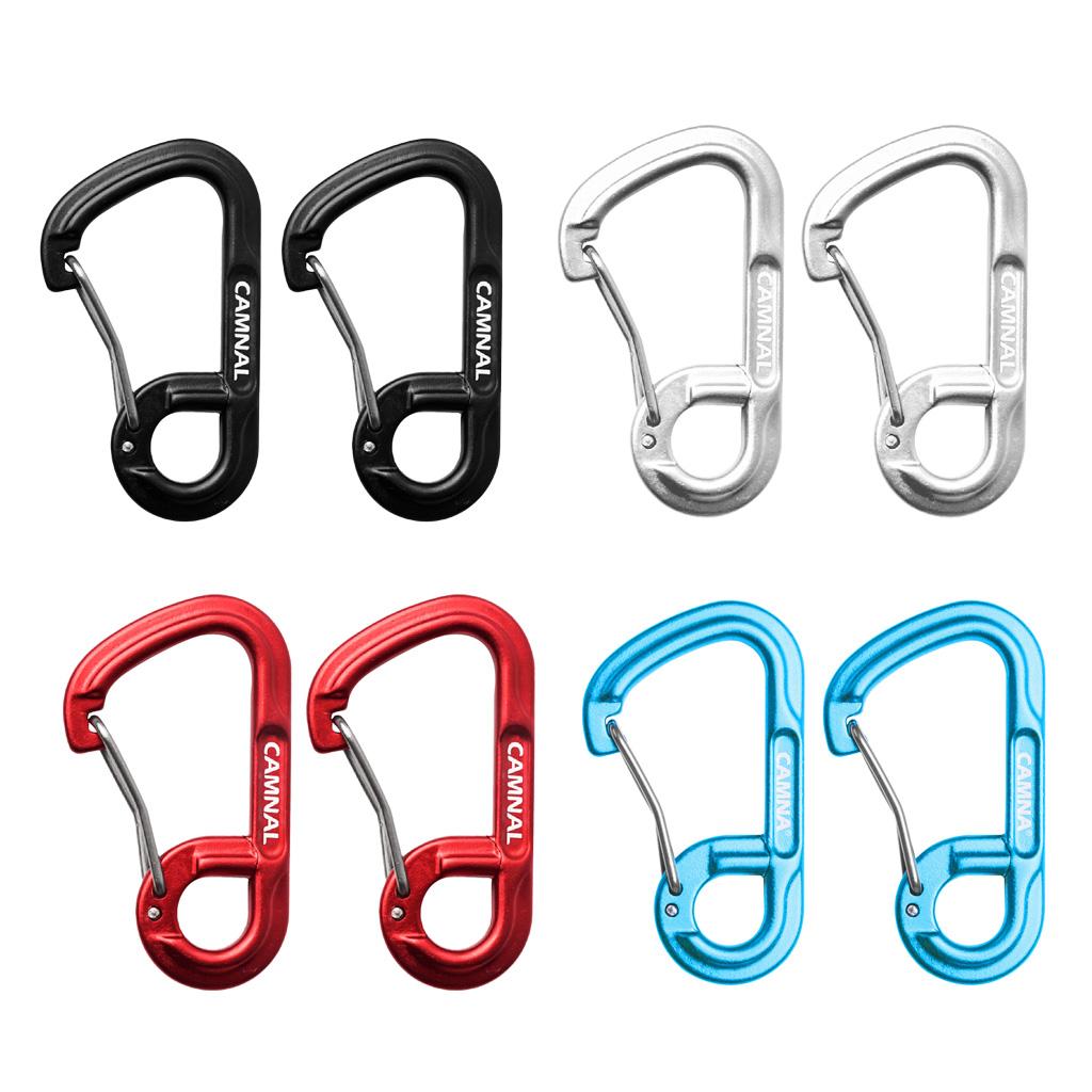 2Pcs Aluminum Alloy Key Buckle Snap Spring Clip Hook Carabiner Keychain Black
