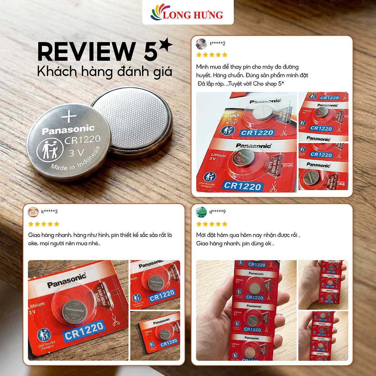 Pin nút Panasonic 3V CR-1220/5BE (1 viên/3 viên/5 viên/10 viên/50 viên) - Hàng chính hãng