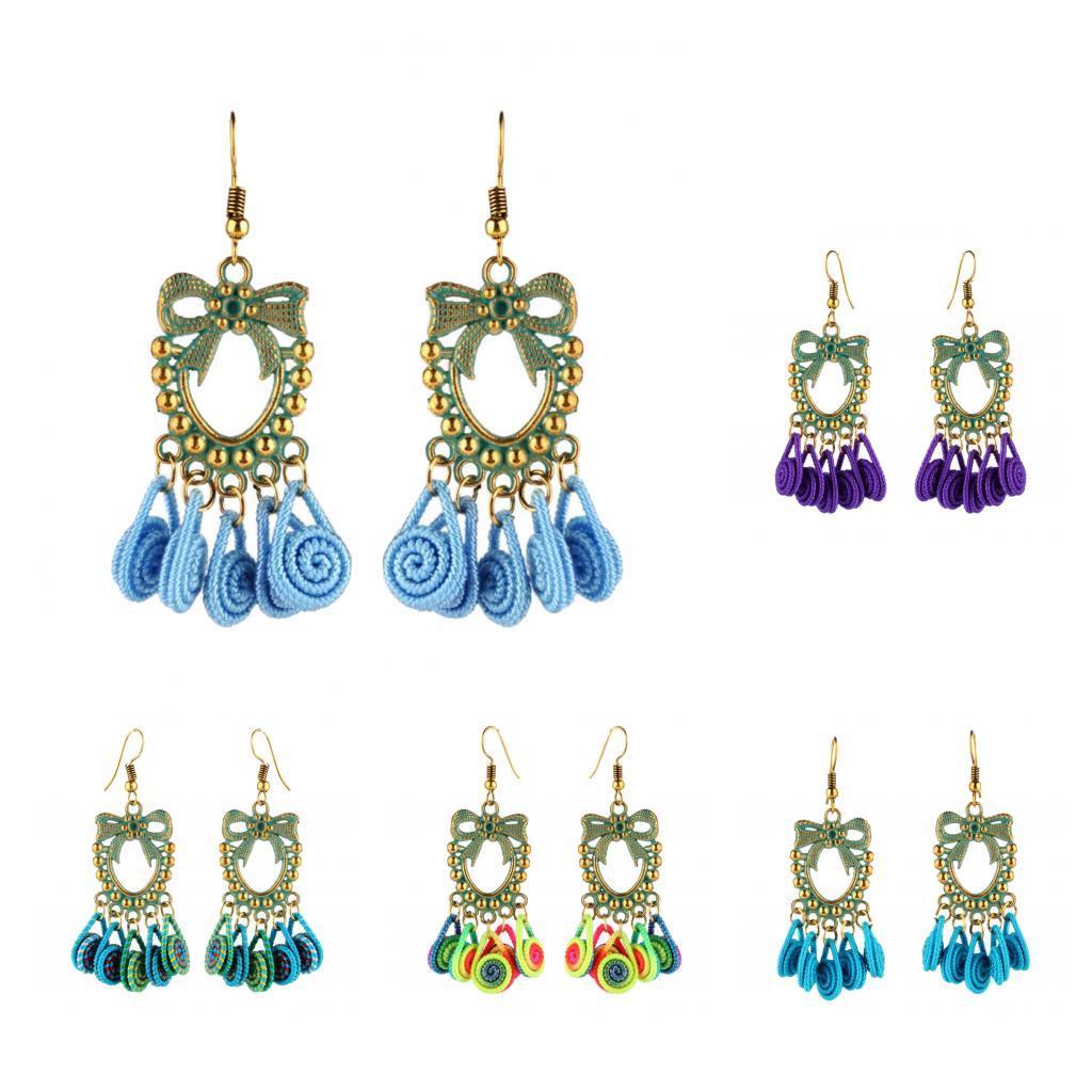 Women Vintage Bohemian Earrings Tassel Fringe Dangle Earrings