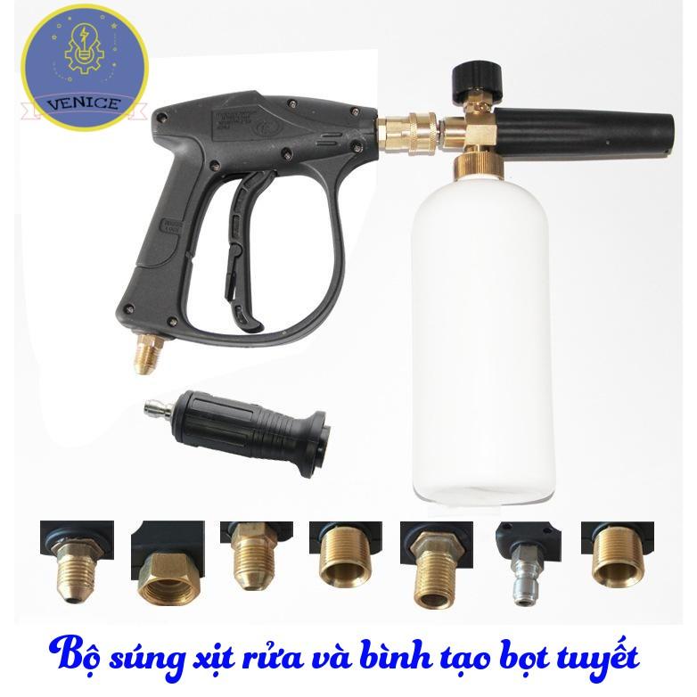 Dụng cụ cao áp và Bình tạo bọt tuyết 1L cao cấp cho máy rửa xe áp lực cao