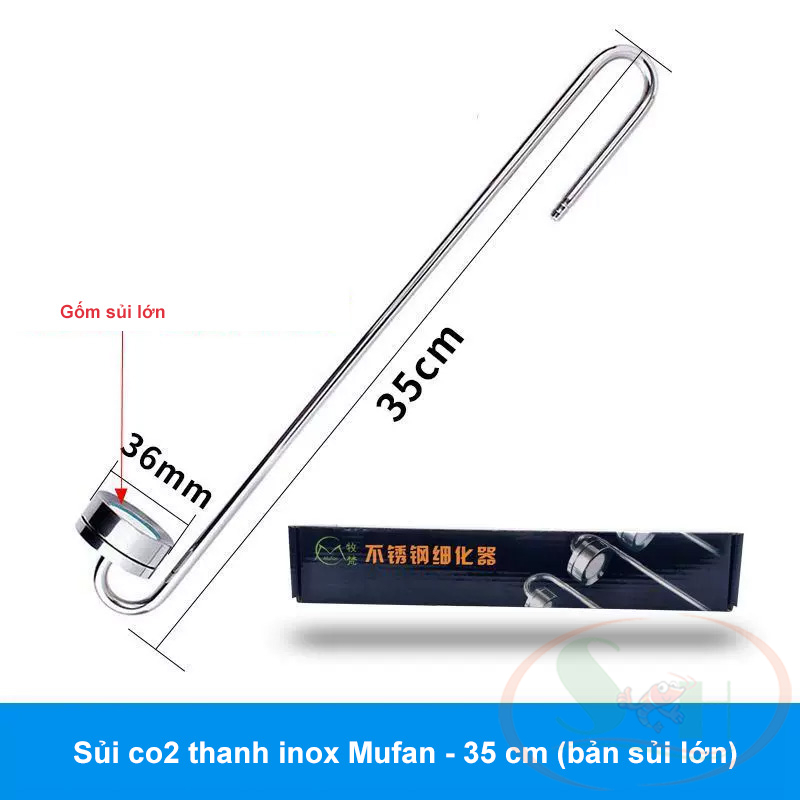 Sủi co2 thanh inox Mufan 20 25 30 35 40 cm siêu mịn treo thành hồ thủy sinh