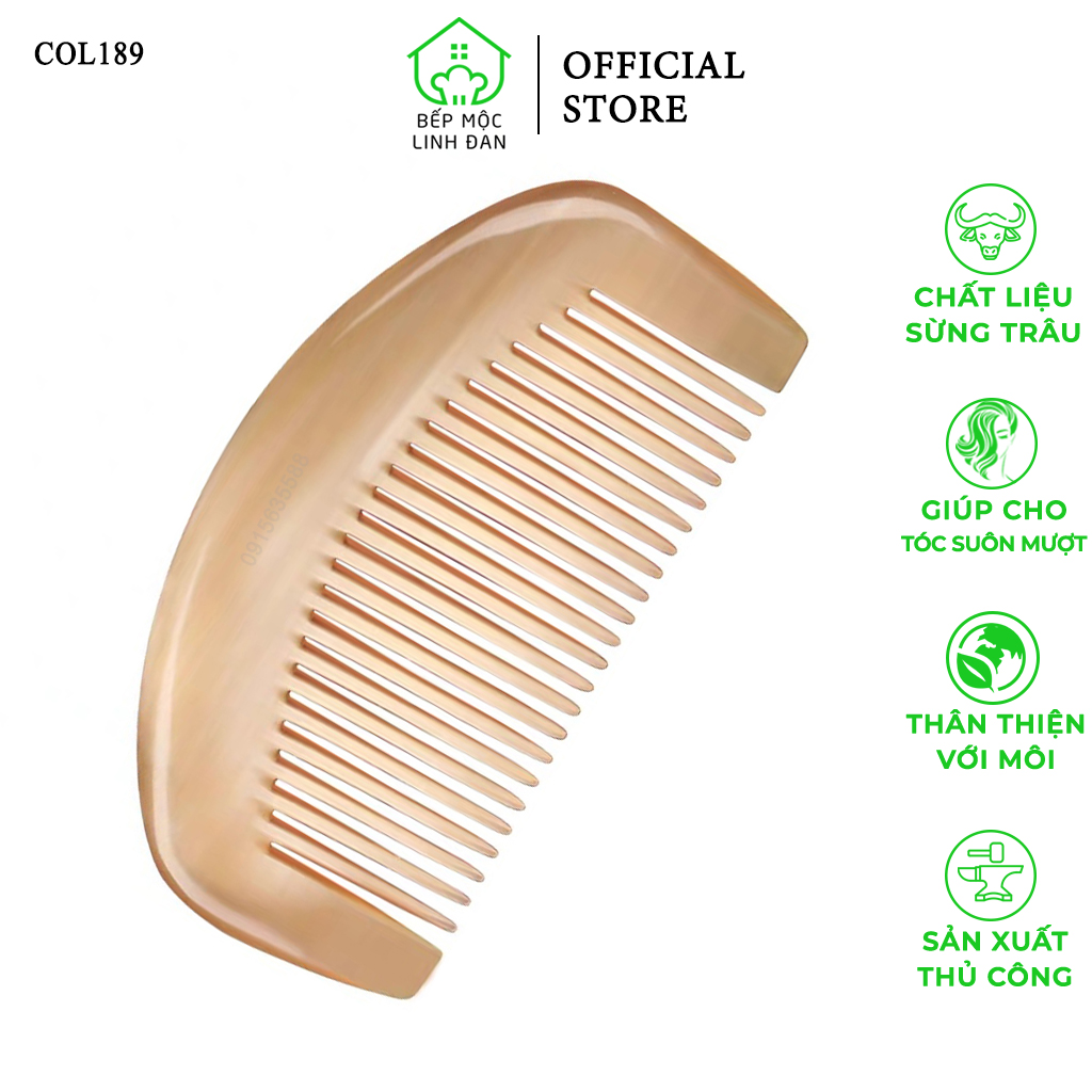 Lược Sừng Múi Bưởi Mini Răng Thưa  Bỏ Túi Tiện Dụng