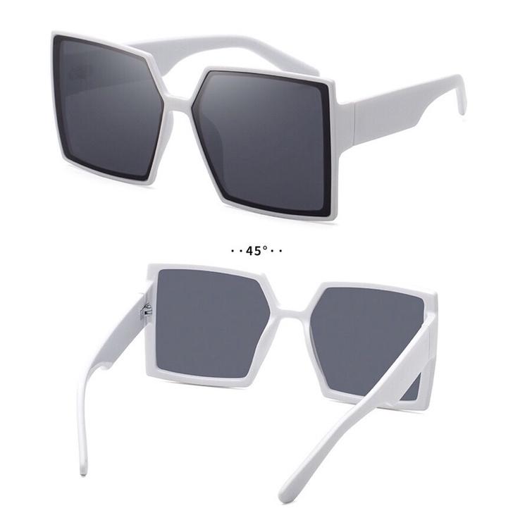Kính râm đi biển gọng vuông trắng bản to thời trang nữ phong cách K3011