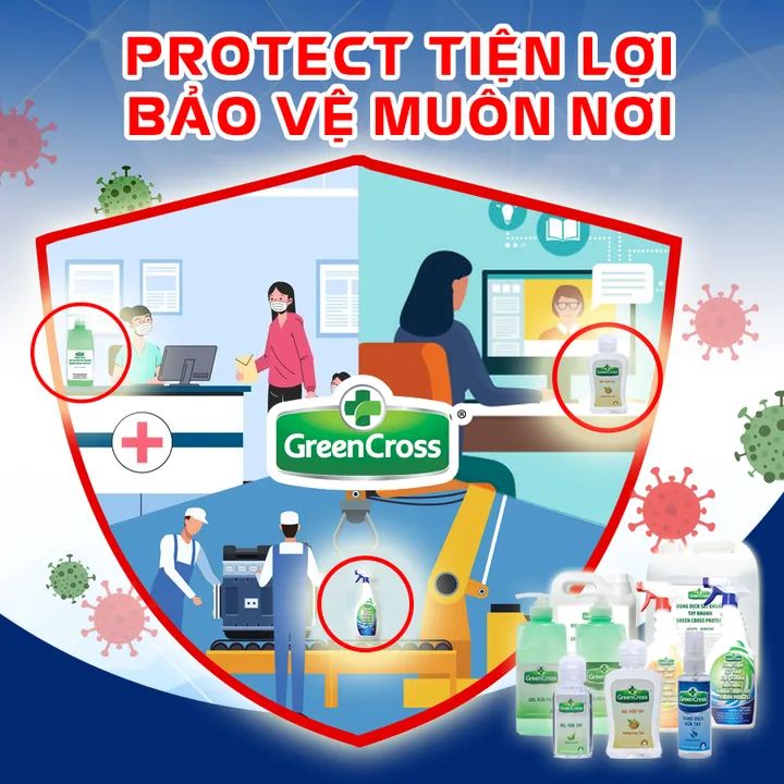 Gel sát khuẩn tay dùng trong gia dụng và y tế - GREEN CROSS TOTAL DEFENSE - Can 5 Lít Tặng thêm 1 chai Gel kháng khuẩn Green Cross 500ml