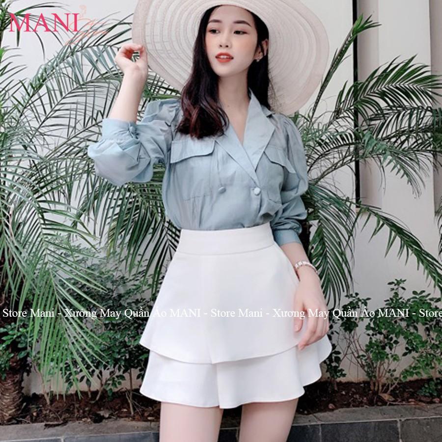 Chân váy 2 tầng ngắn đen có lót trong dáng xòe cá tính ôm bigsize cạp chun lưng thun vải Umi co giãn mặc công sở đi biển