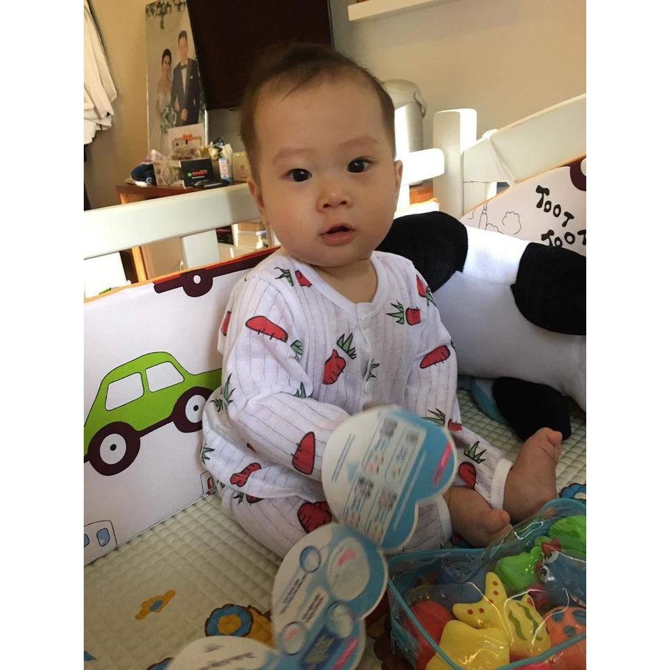 Bộ cotton giấy dài tay cúc giữa cho bé sơ sinh 3-15kg cúc giữa - BO5