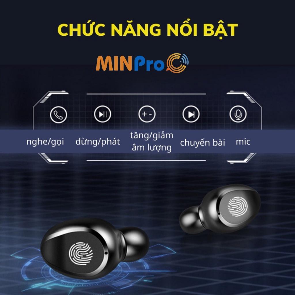 Tai nghe Bluetooth không dây F9 PRO MINPRO 5.0 cảm biến vân tay chống nước kèm sạc dự phòng 2.000mAh